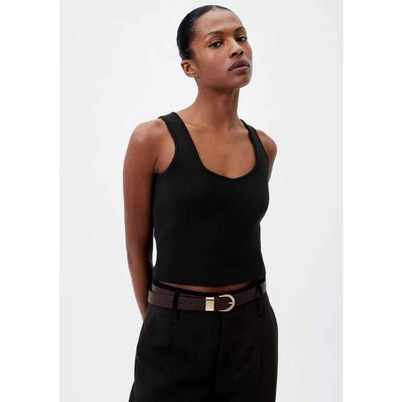 Top Feminino Em Tricô - Preto G