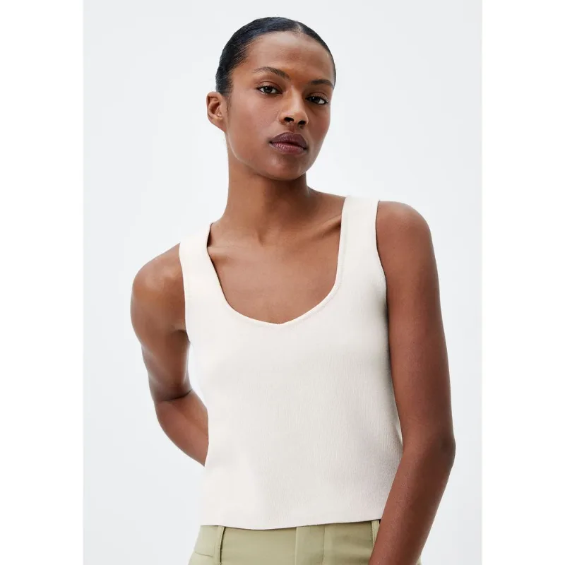 Top Feminino Em Tricô - Off white G