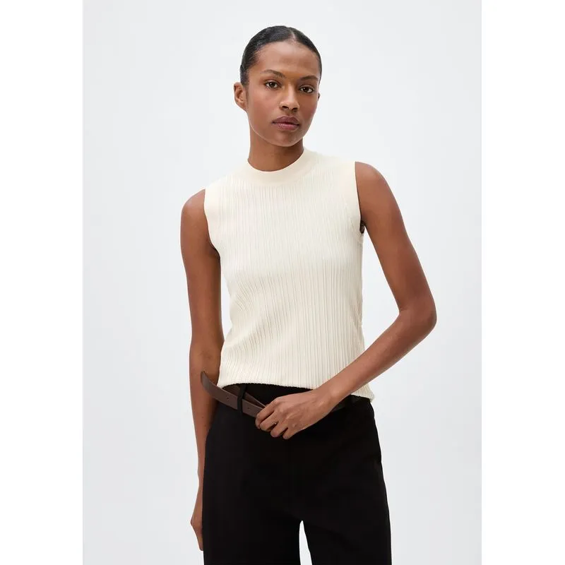 Regata Feminina Slim Em Tricô - Creme P