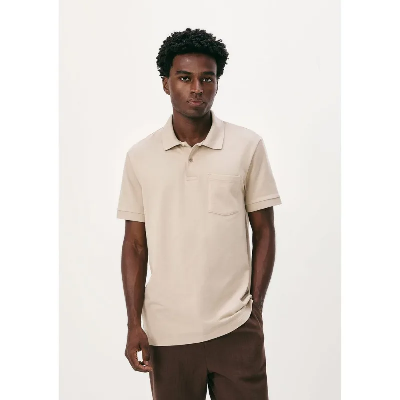 Camisa Polo Básica Masculina Em Piquet Com Bolso - Bege XG