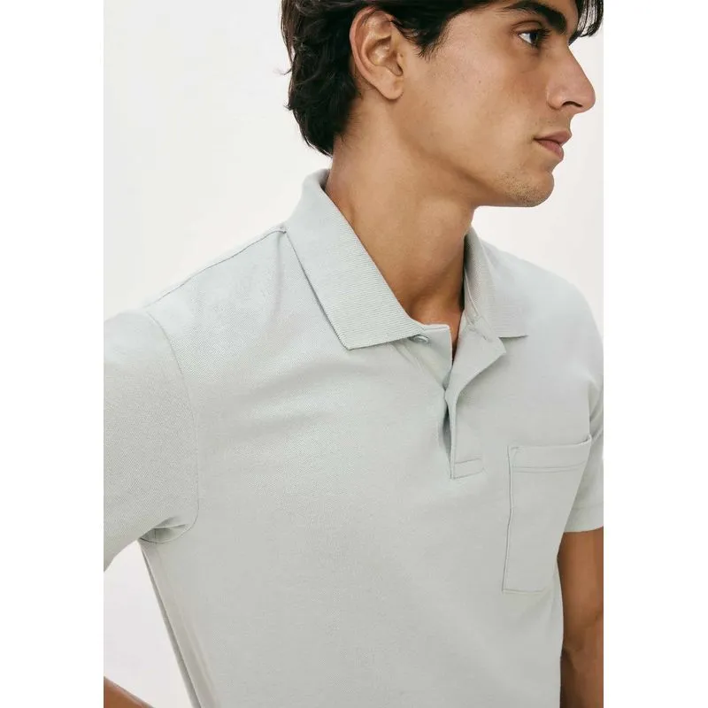 Camisa Polo Básica Masculina Em Piquet Com Bolso - Azul XXG