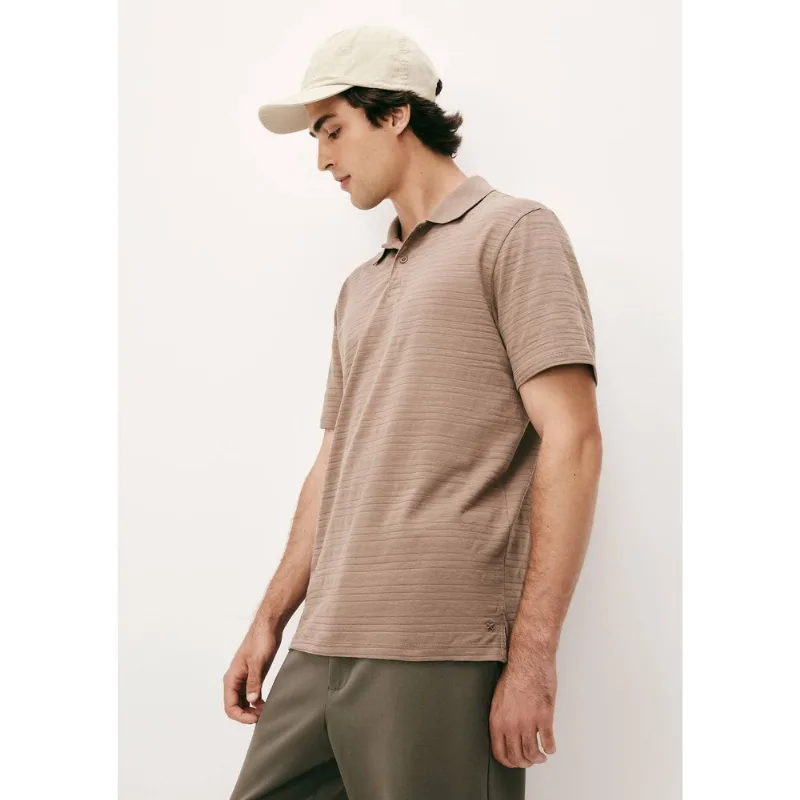 Camisa Polo Masculina Manga Curta Texturizada - Marrom G