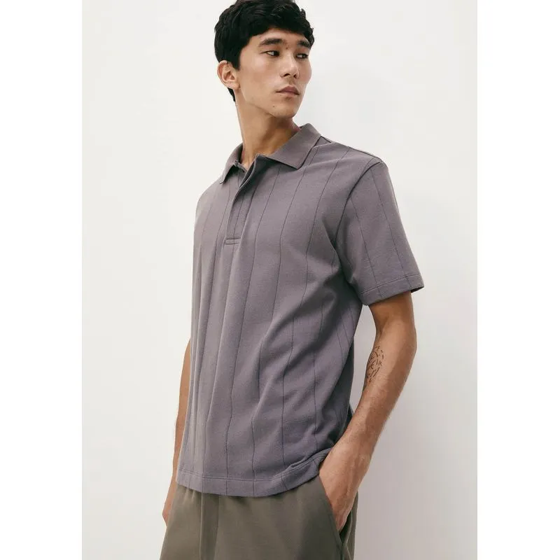 Camisa Polo Masculina Manga Curta Texturizada - Azul XXG