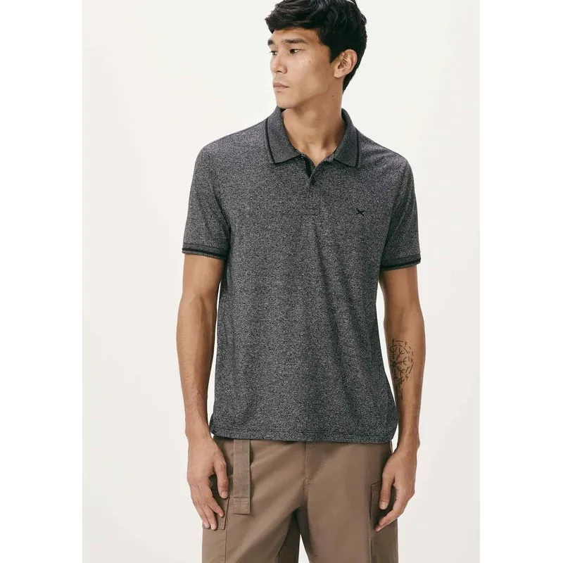 Camisa Polo Básica Masculina Em Malha Texturizada - Cinza M