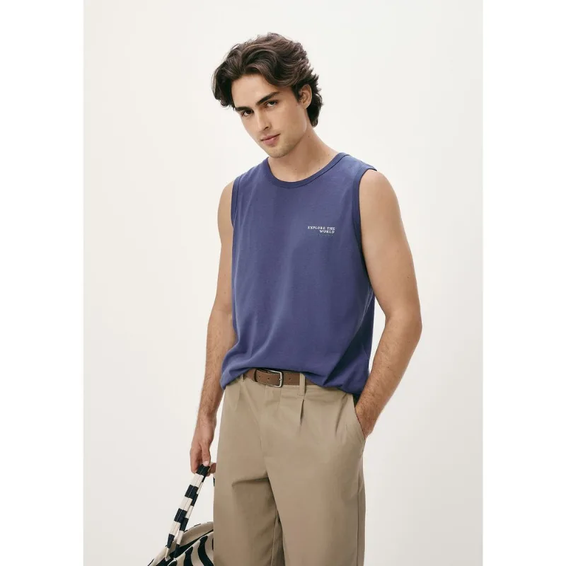 Regata Básica Masculina Regular Com Estampa - Azul XXG