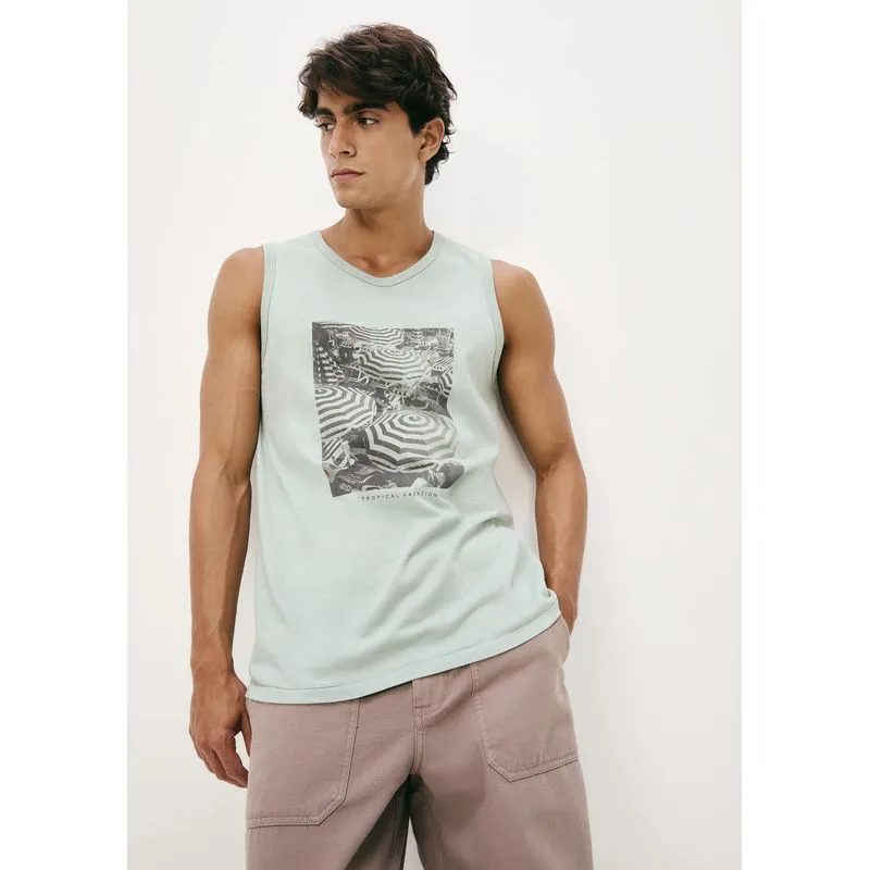 Regata Básica Masculina Regular Com Estampa - Verde G