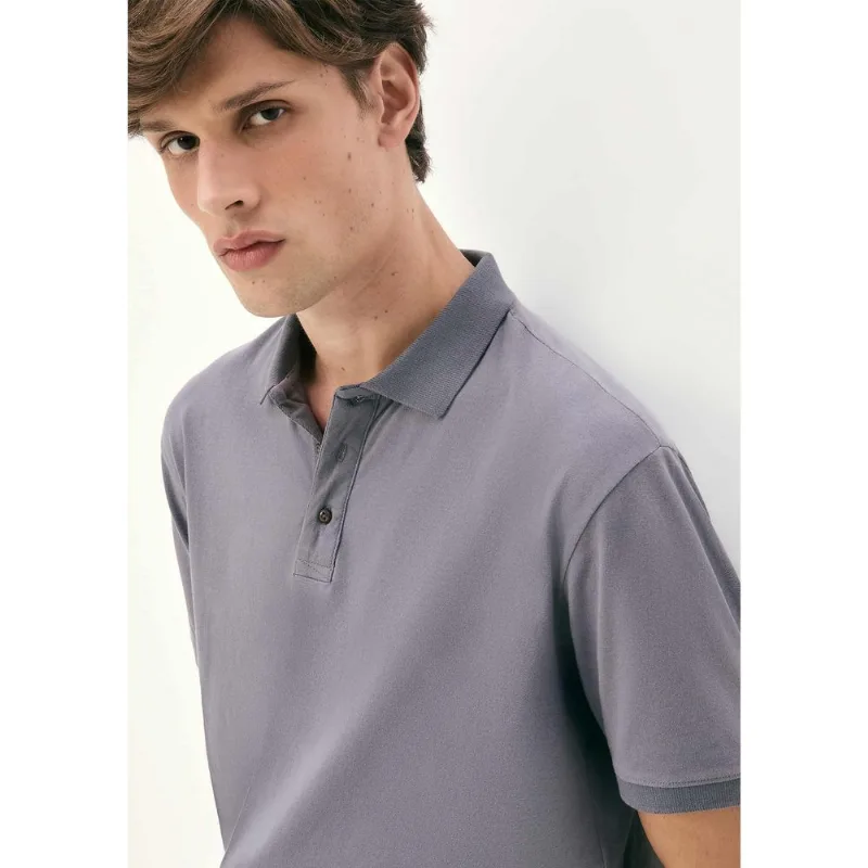 Camisa Polo Masculina Malha Sarjada - Azul G