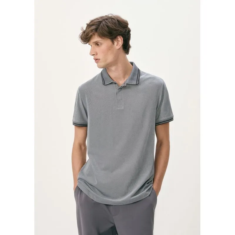 Camisa Polo Masculina Manga Curta Em Piquet - Cinza G