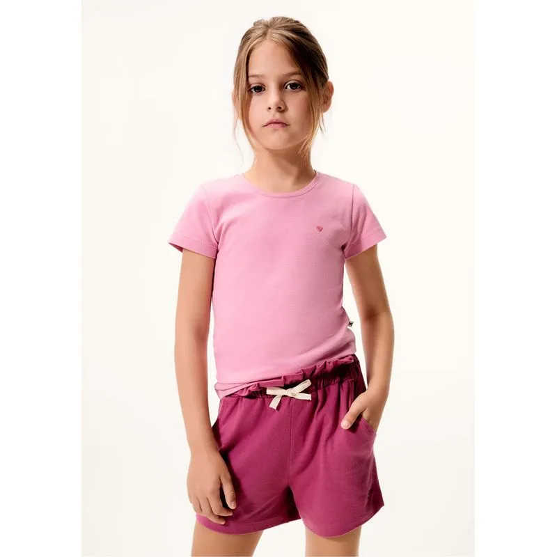 Shorts Básico Infantil Menina Clochard Em Moletom - Roxo 006