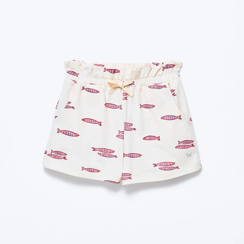 Shorts Clochard Estampado Hering Kids Feminino – Creme 10
