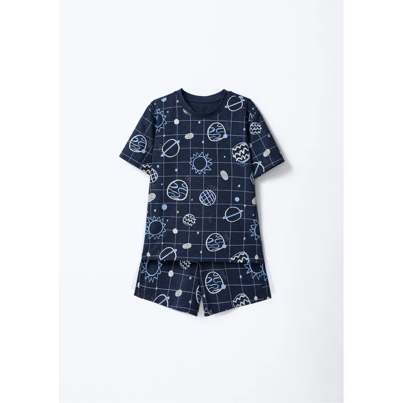 Pijama Curto Infantil Menino Box Estampado - Azul 014