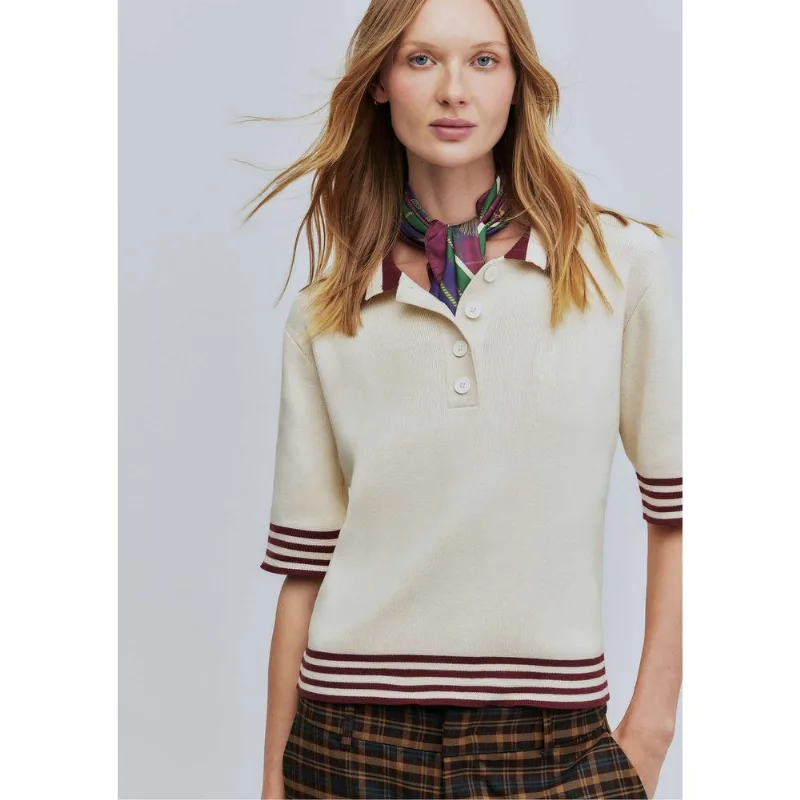 Blusa Polo Feminina Em Tricô Hering + Welcome - Creme M