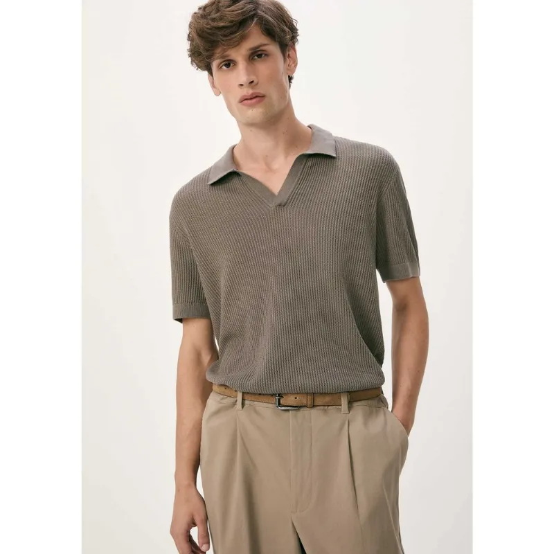 Camisa Polo Masculina Decote V Em Tricô - Verde XG