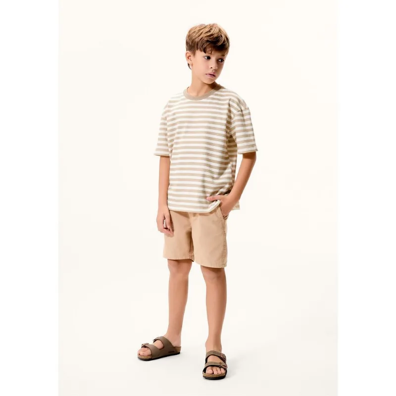 Shorts Infantil Menino Em Sarja - Bege 010