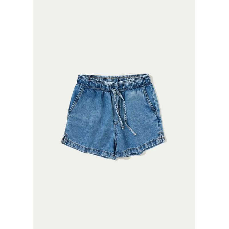 Shorts Jeans Infantil Menina Com Cordão - Azul 016