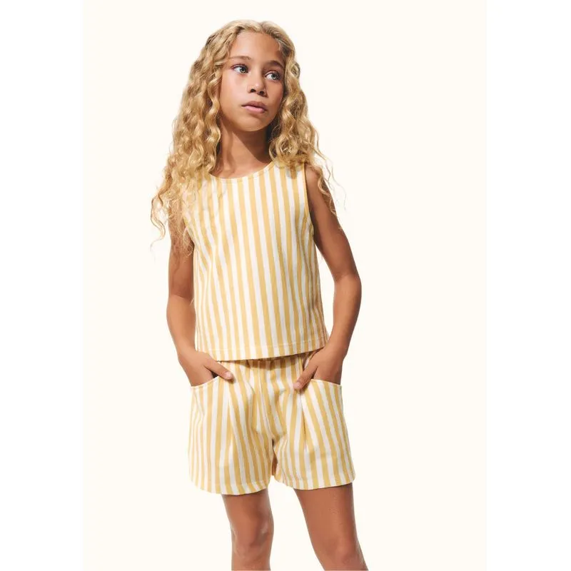 Conjunto Infantil Menina Fio Tinto Texturizado - Amarelo 004