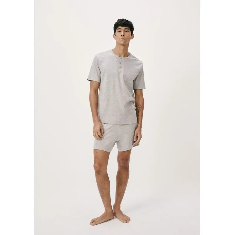 Pijama Curto Masculino Gola Henley - Cinza XG