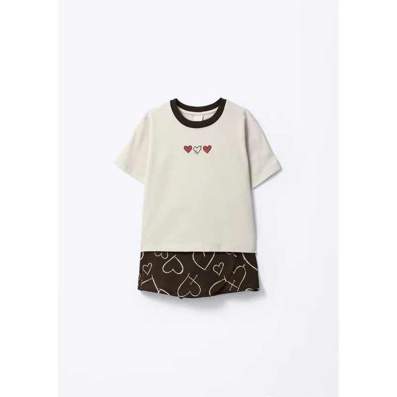 Conjunto Curto Infantil Menina Estampado - Cinza 014