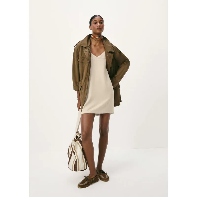 Vestido Curto Em Viscolinho Estonado - Creme XG