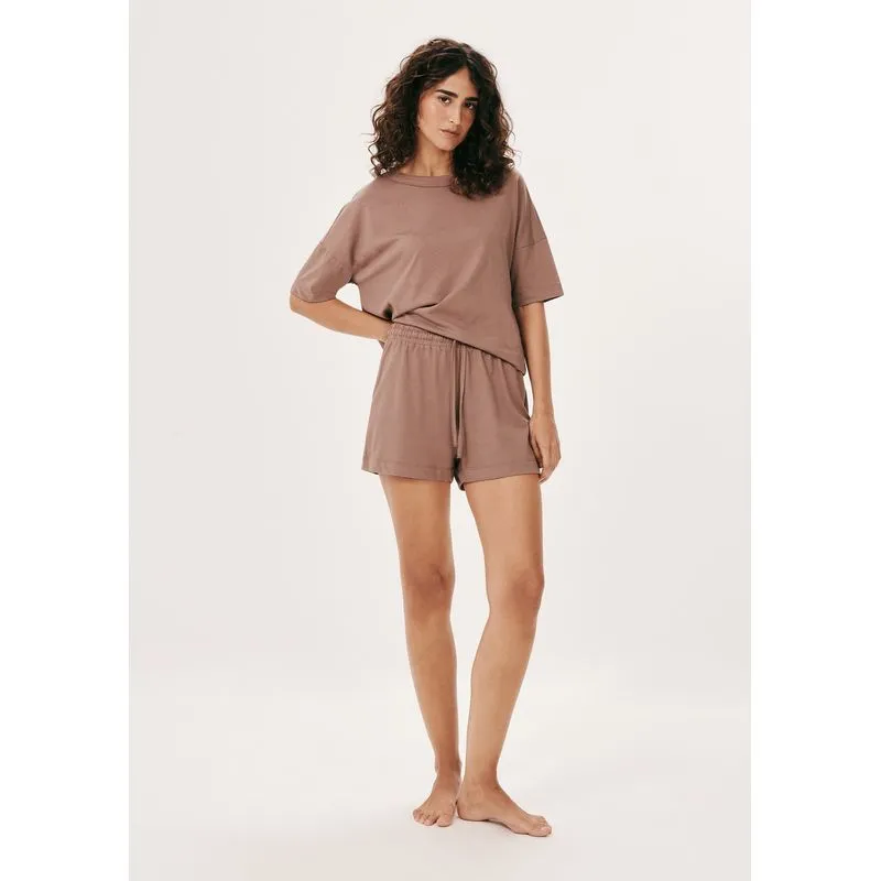 Pijama Feminino Curto Box Em Algodão - Marrom P