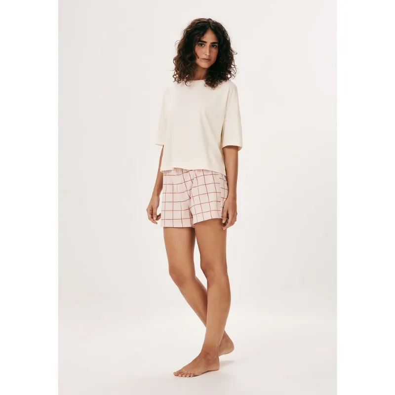 Pijama Curto Feminino Box Estampado - Bege M