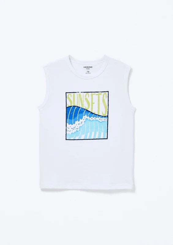 Regata Hering Kids Em Malha Com Estampa Masculina - Branco 04 / Menino