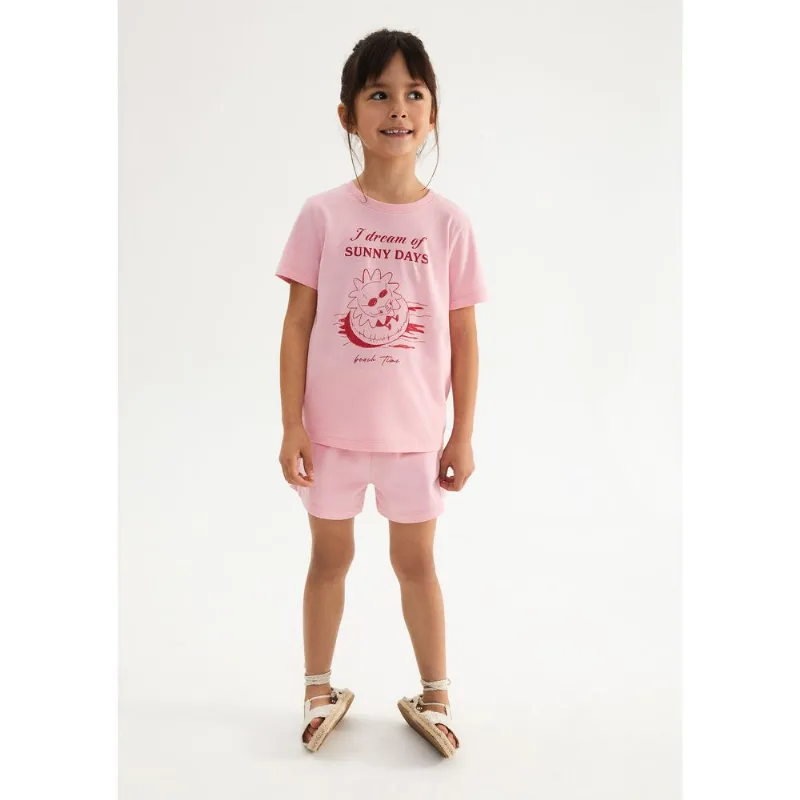 Shorts Básico Infantil Menina Clochard Em Moletom - Rosa 014