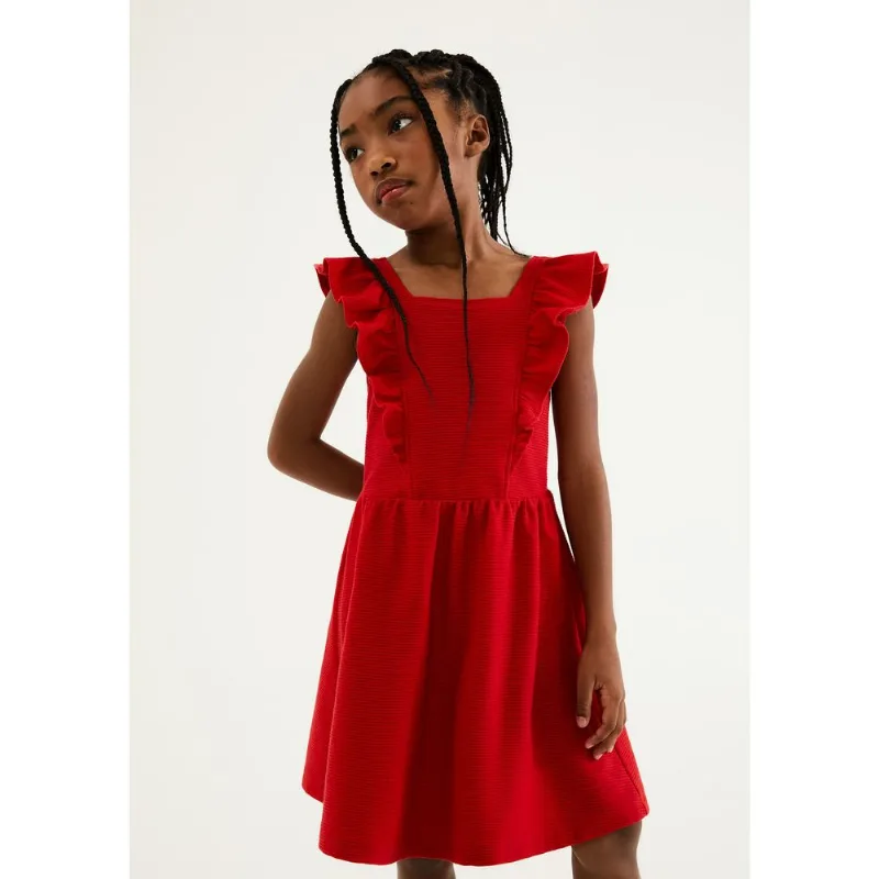 Vestido Infantil Com Babados - Vermelho 014