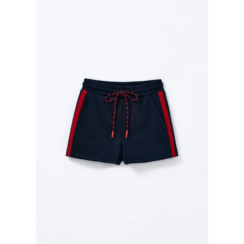 Shorts Infantil Menina Reto Faixas Laterais - Azul 006