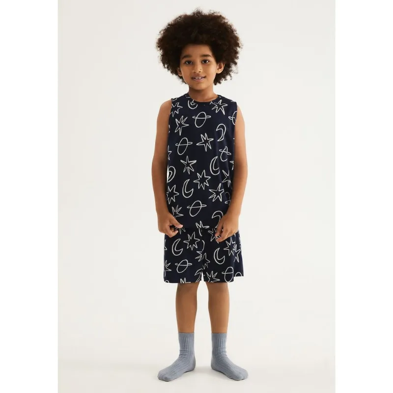 Pijama Curto Infantil Menino Em Algodão - Azul 008