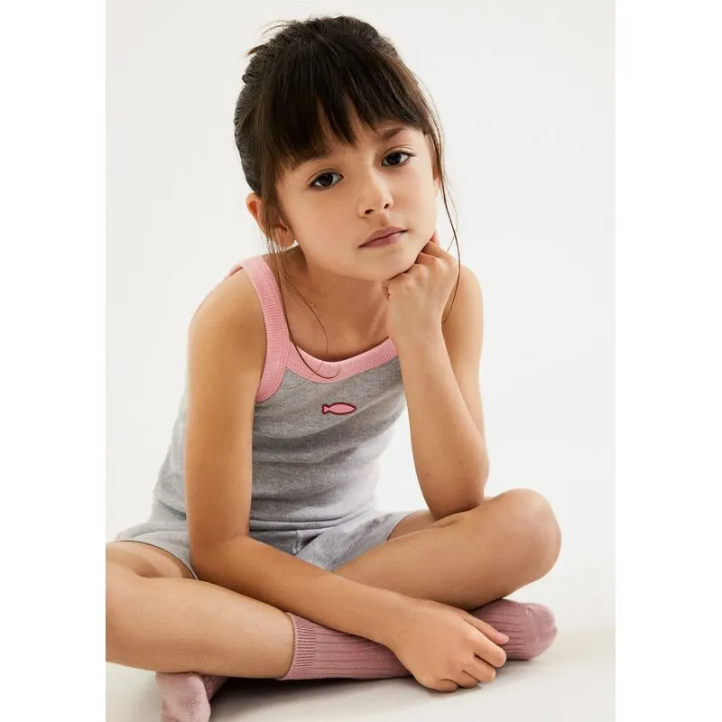 Pijama Infantil Menina Em Ribana Canelada - Cinza 012