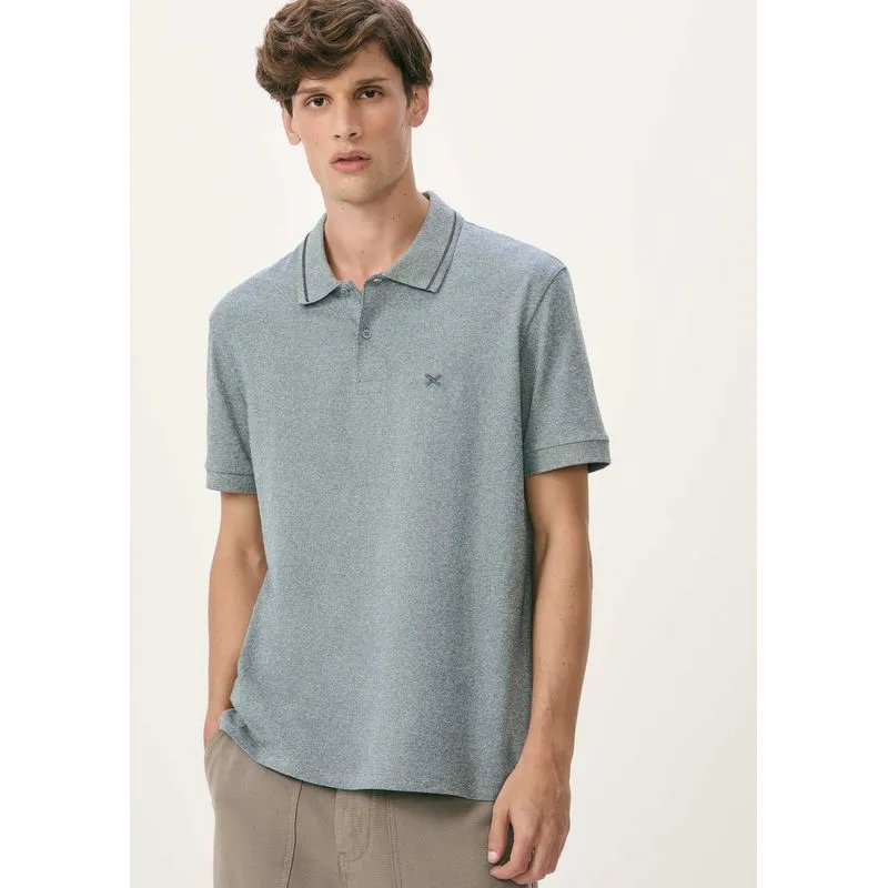 Camisa Polo Básica Masculina Em Malha Texturizada - Azul XG