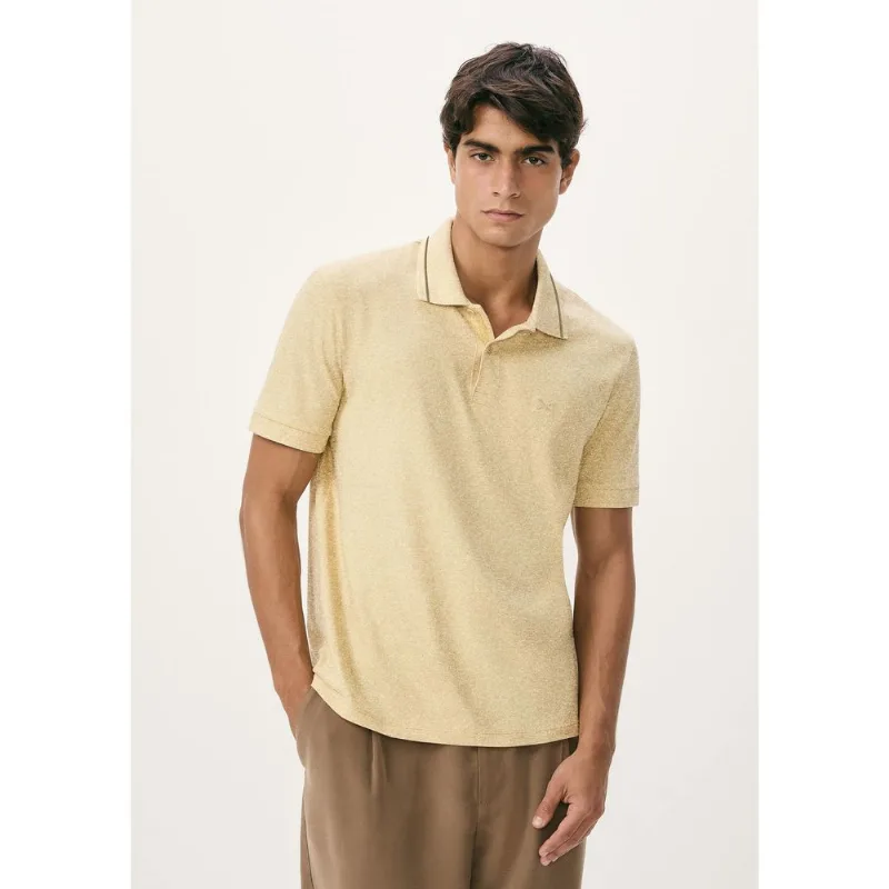 Camisa Polo Básica Masculina Em Malha Texturizada - Bege XG