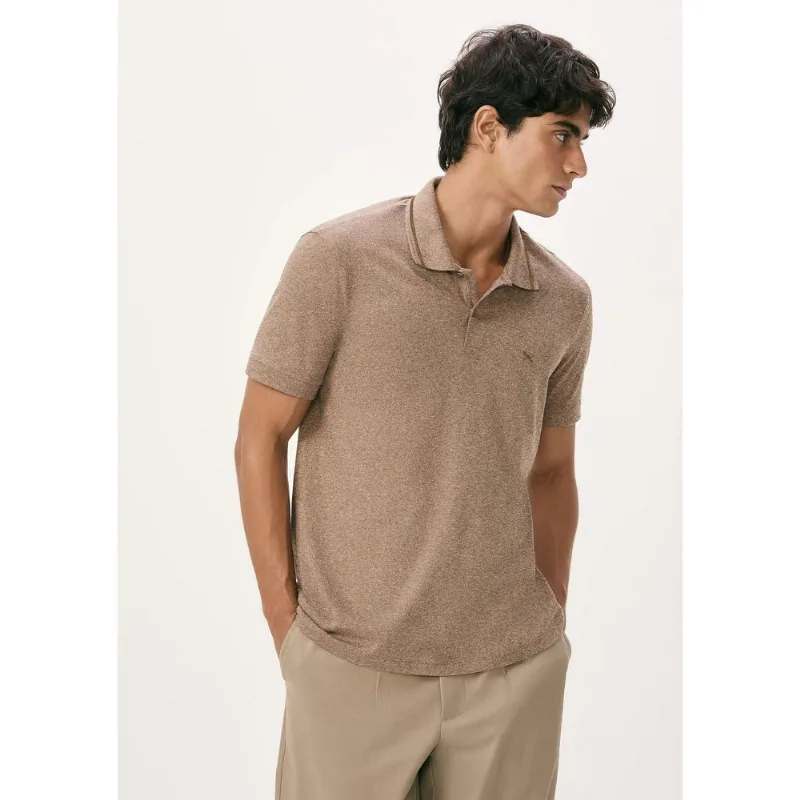 Camisa Polo Básica Masculina Em Malha Texturizada - Marrom G