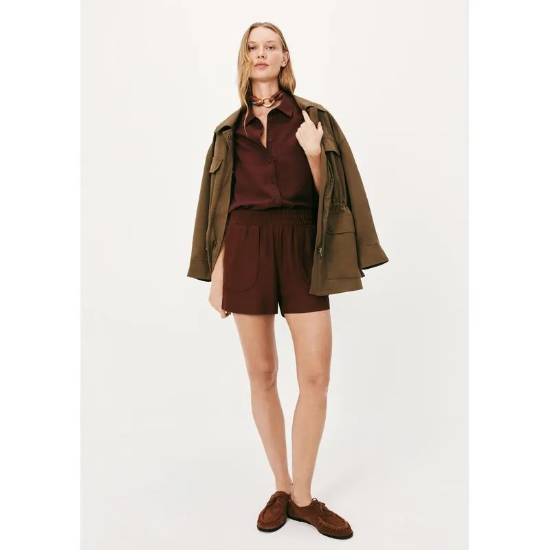 Shorts Feminino Em Viscose Creponada - Marsala G