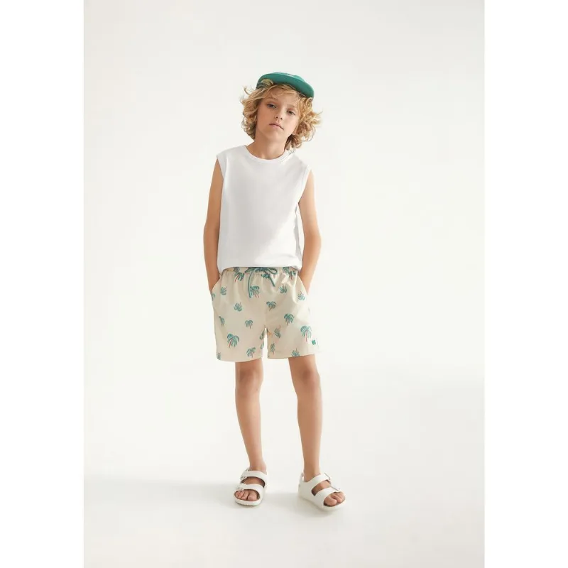 Shorts Infantil Menino Estampado - Creme 012