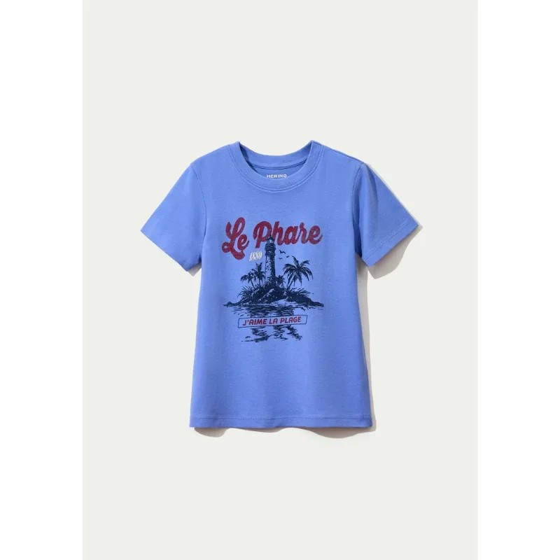 Blusa Infantil Menina Manga Curta Com Estampa - Azul 010