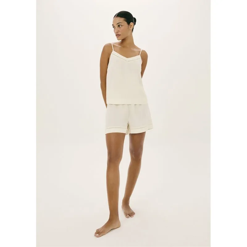 Pijama Curto Feminino Com Renda - Creme G