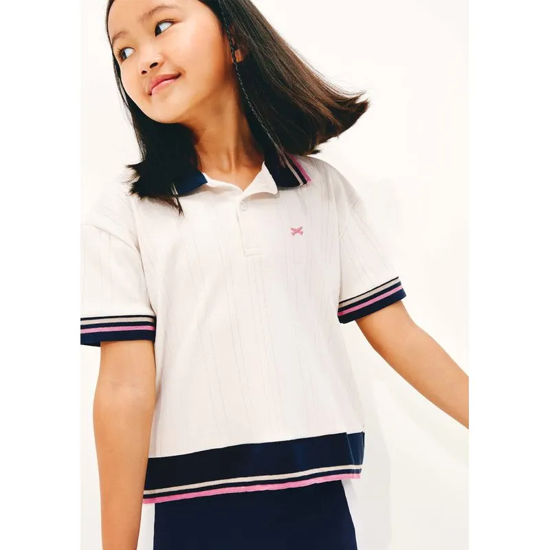 Camisa Polo Menina Relaxed Canelada - Off white 010