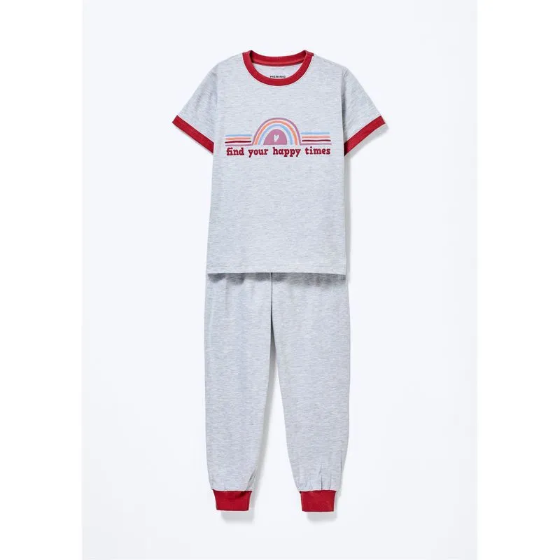 Pijama Infantil Menino Estampado Brilha no Escuro - Cinza 016