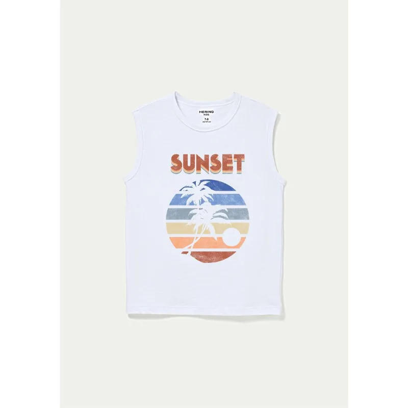 Regata Infantil Menino Em Malha Com Estampa - Branco 006