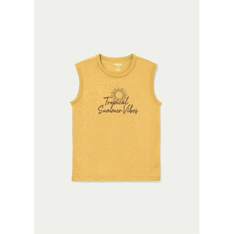 Regata Infantil Menino Em Malha Com Estampa - Amarelo 010