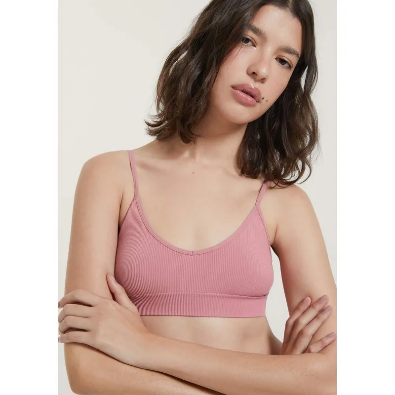 Top Básico Sem Costura Canelado - Rosa G