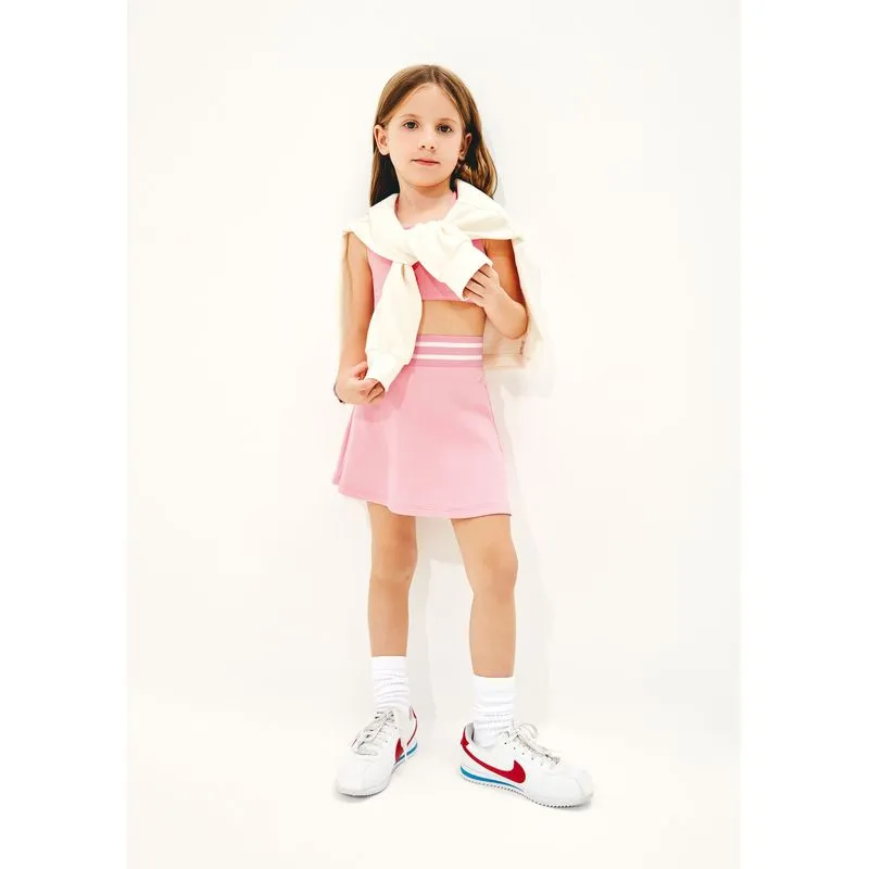 Shorts Saia Infantil Em Malha De Algodão - Rosa 016