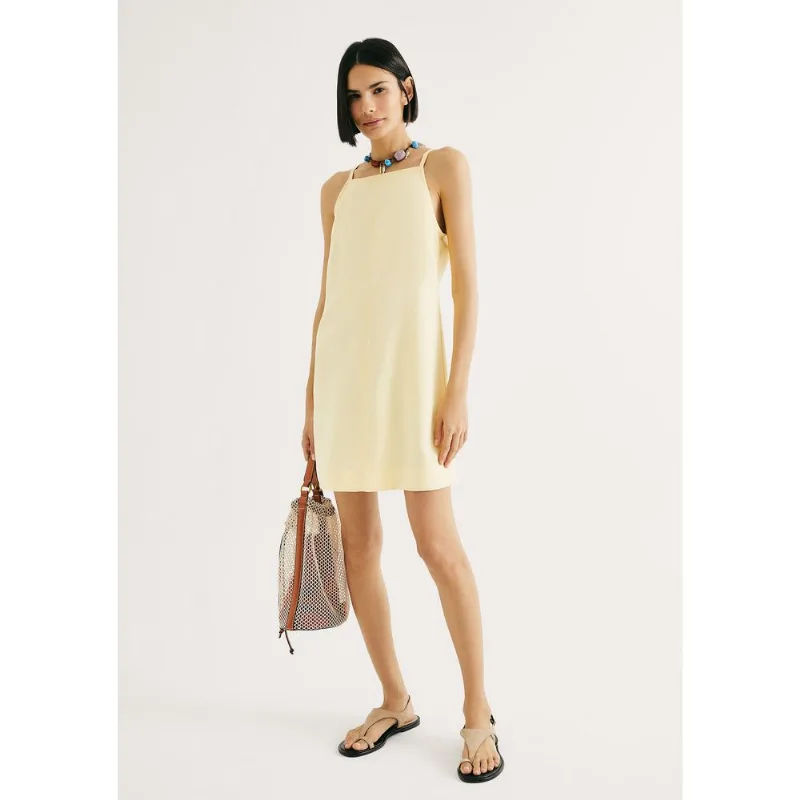 Vestido Curto Reto Em Peach Touch - Amarelo P