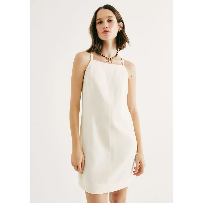 Vestido Curto Reto Em Peach Touch - Creme G