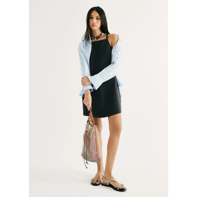 Vestido Curto Reto Em Peach Touch - Preto P