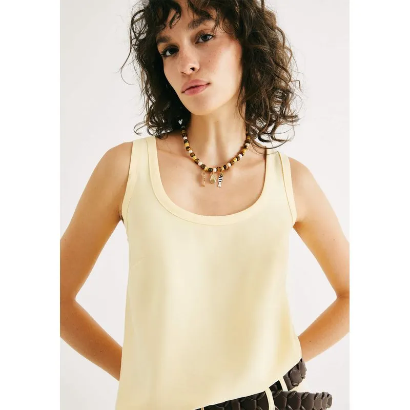 Regata Feminina Decote U Em Peach Touch - Amarelo G