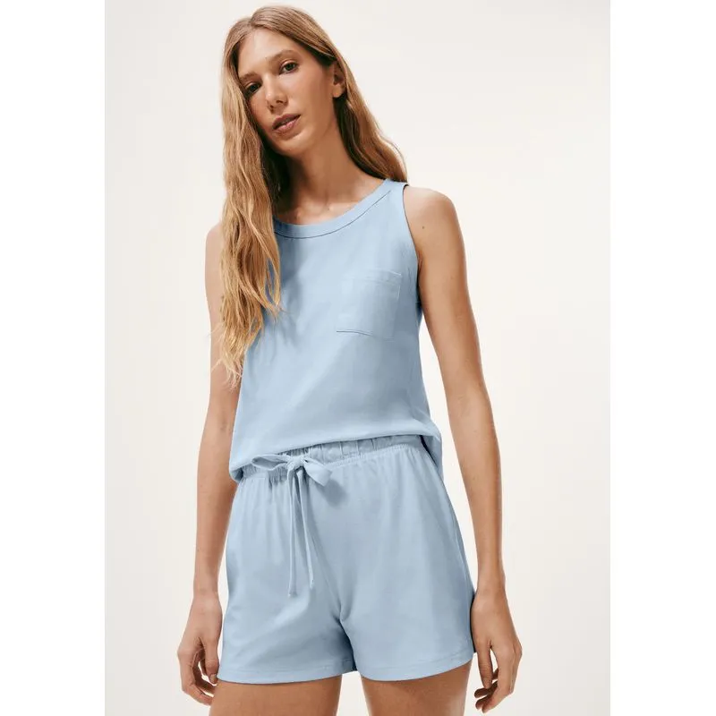 Pijama Feminino Em Malha de Algodão - Azul M