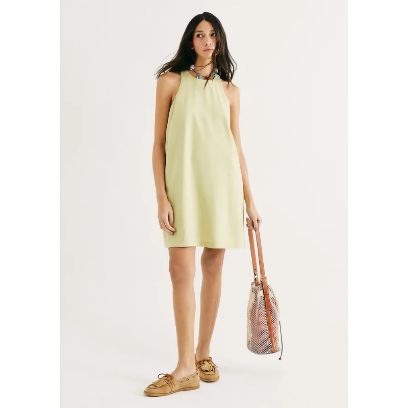Vestido Curto Evasê Com Linho - Verde P